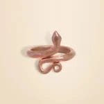 A bronze snake-shaped ring with a smooth, coiled design against a plain background.